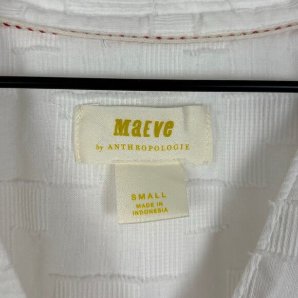 Maeve Anthropologie White Roberta Textured Henley Tunic Size Small - Picture 7 of 8